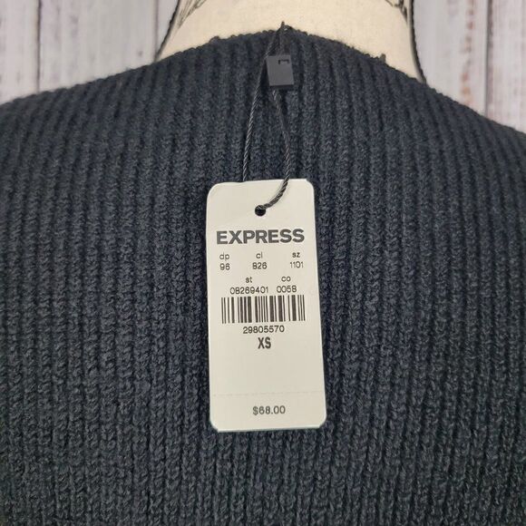 NWT Express Black Women's XS Soft Knit Bishop Long Sleeve Sweater Blouse - Picture 5 of 7